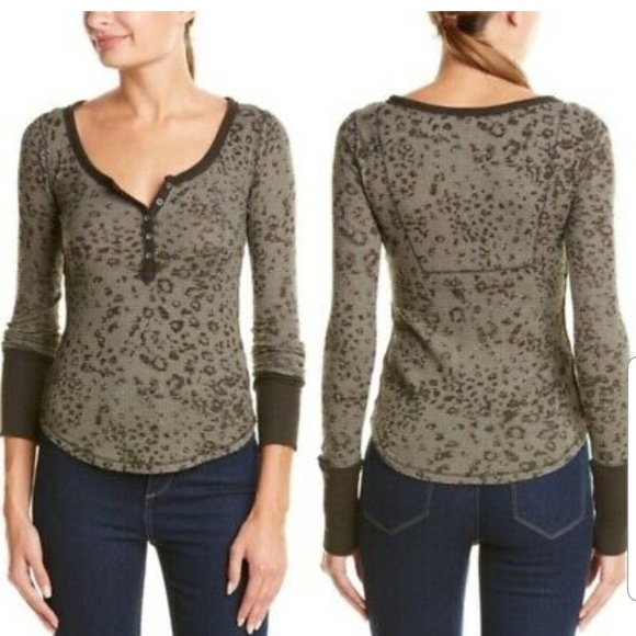 Free People Sweaters - We The Free Free People Olive Green Cheetah Print